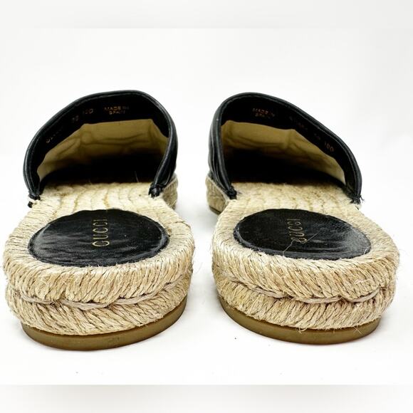Gucci GG Marmont Espadrilles Black Quilted Flats Mules - Picture 5 of 11